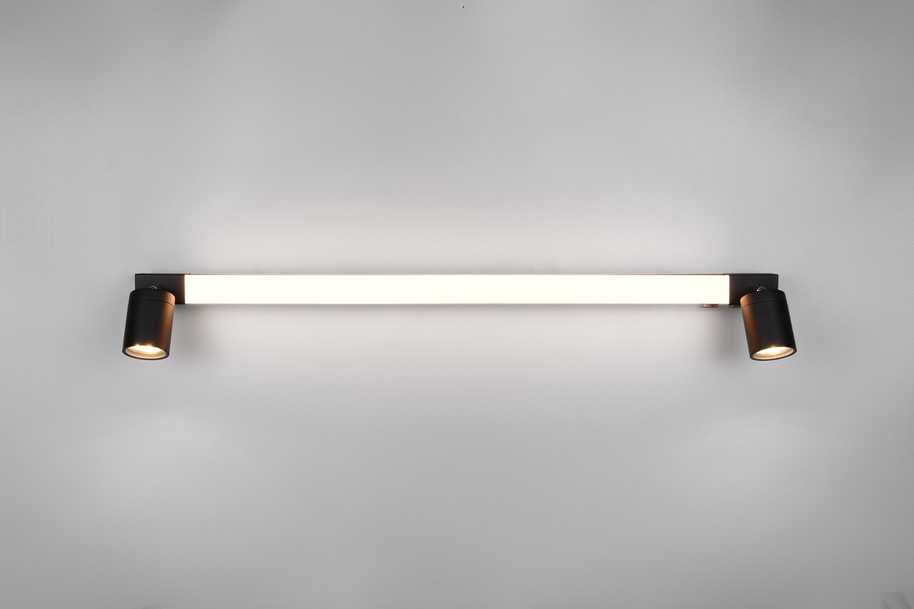 Aplica de perete Enrico, TRIO, 90x6x18 cm, 9W / 4.9W, 1x SMD / 2x GU10, metal, negru mat - imagine 7